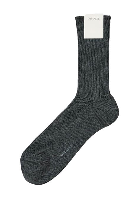 cashmere socks woman charcoal AURALEE | A00S01SXWTOP CHARCOAL